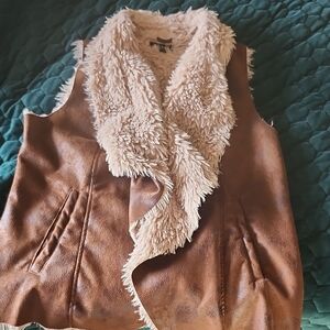 Women's Brown Faux Shearling Vest